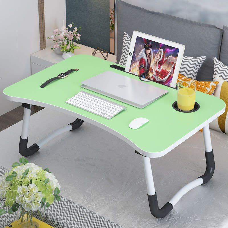 电脑桌床上书桌写字桌学生初中少女宿舍神器小桌子折叠桌简易课桌 防滑+卡槽黑金丝图片