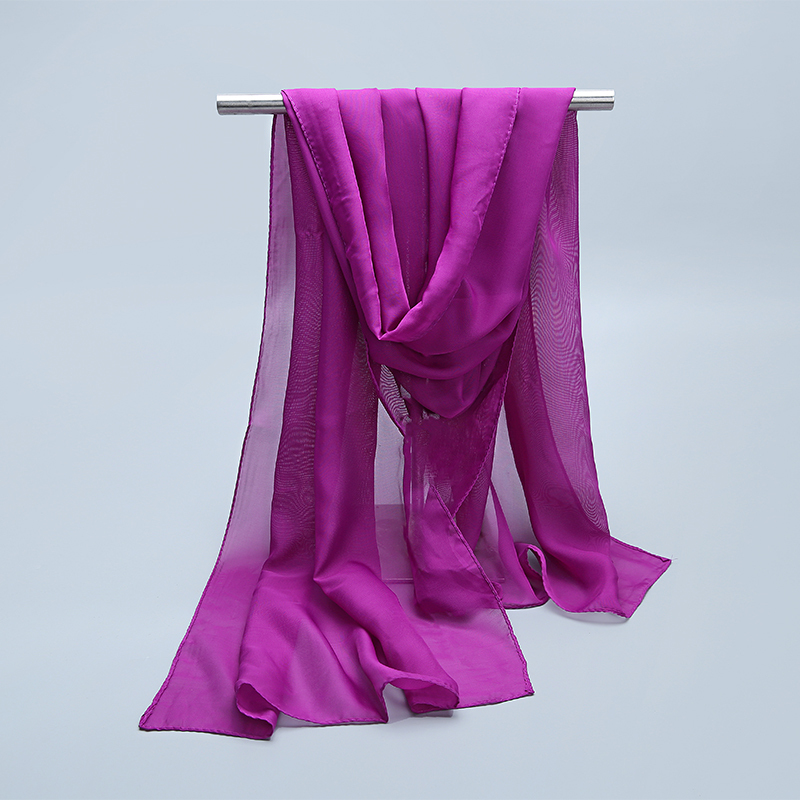 舞蹈丝巾韩版雪纺纱巾春夏季单色薄款围巾大红色白色防晒披肩长款紫色