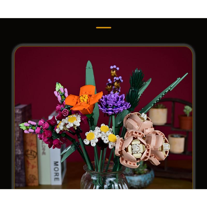 10280花束新疆棉花40460玫瑰花40461郁金香拼装积木玩具高清大图