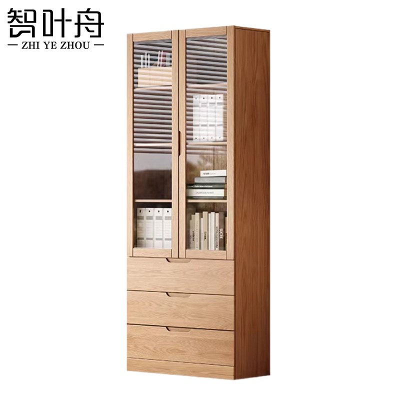 智叶舟实木办公柜80*32*200cm台高清大图