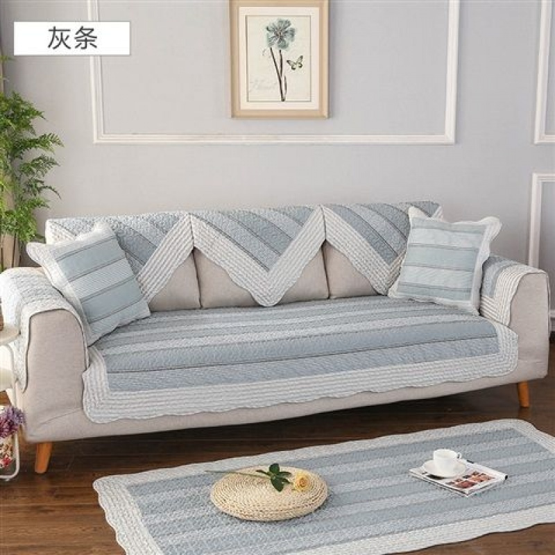 防滑四季布艺沙垫纯棉坐垫子简约现代全棉田园沙套巾罩加厚