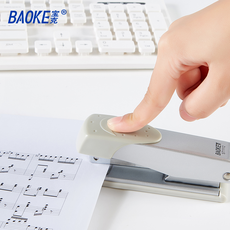 宝克(baoke)ST1112 品质耐用订书机 可订透25张80G复印纸张 办公桌面文具订书器办公用品 颜色随机高清大图