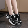 ins韩版新款老爹鞋女秋季学生跑步运动厚底增高休闲鞋女_3 黑色 38