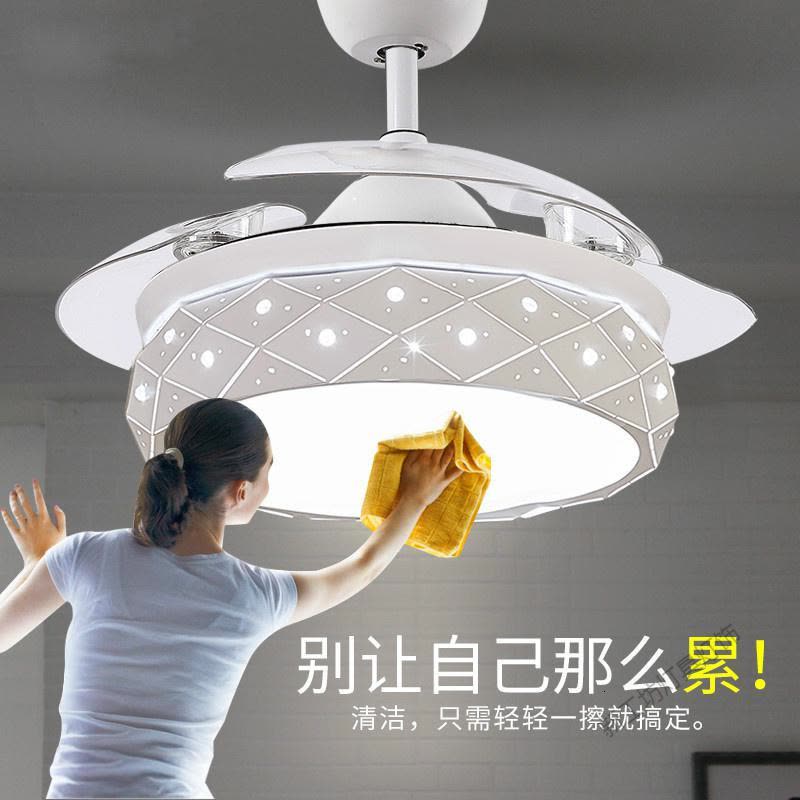 苏宁放心购 隐形风扇灯吊扇灯北欧餐厅家用现代简约客厅卧室带电风扇吊灯图片