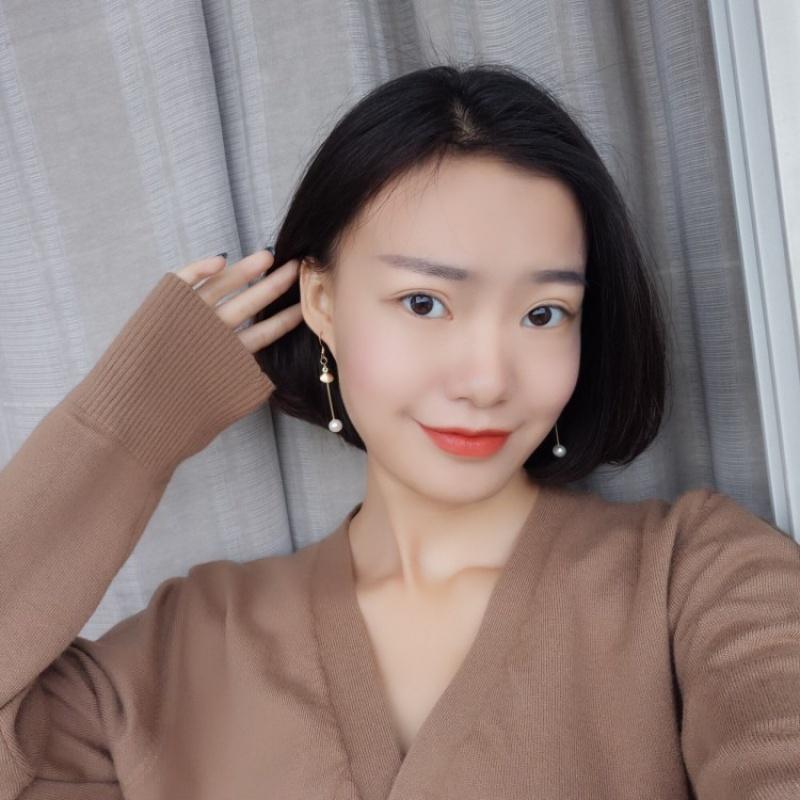 贝壳珍珠耳钉一字长耳环日韩甜美气质百搭耳坠送女朋友七夕情人节礼物
