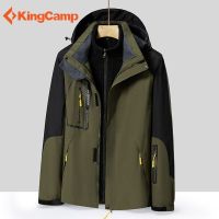 户外三合一冲锋衣男女可拆卸秋冬防风防水高档登山服外套_201 4XL 男款军绿