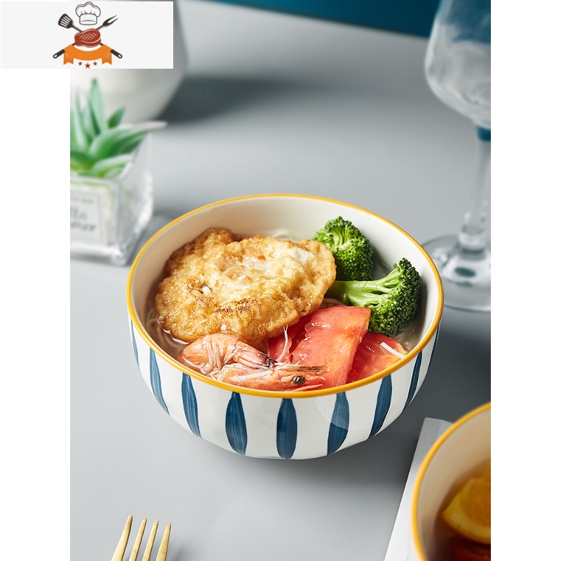 面碗家用大号汤碗日式北欧吃面条沙拉碗饭碗大碗陶瓷创意个性餐具 敬平高清大图