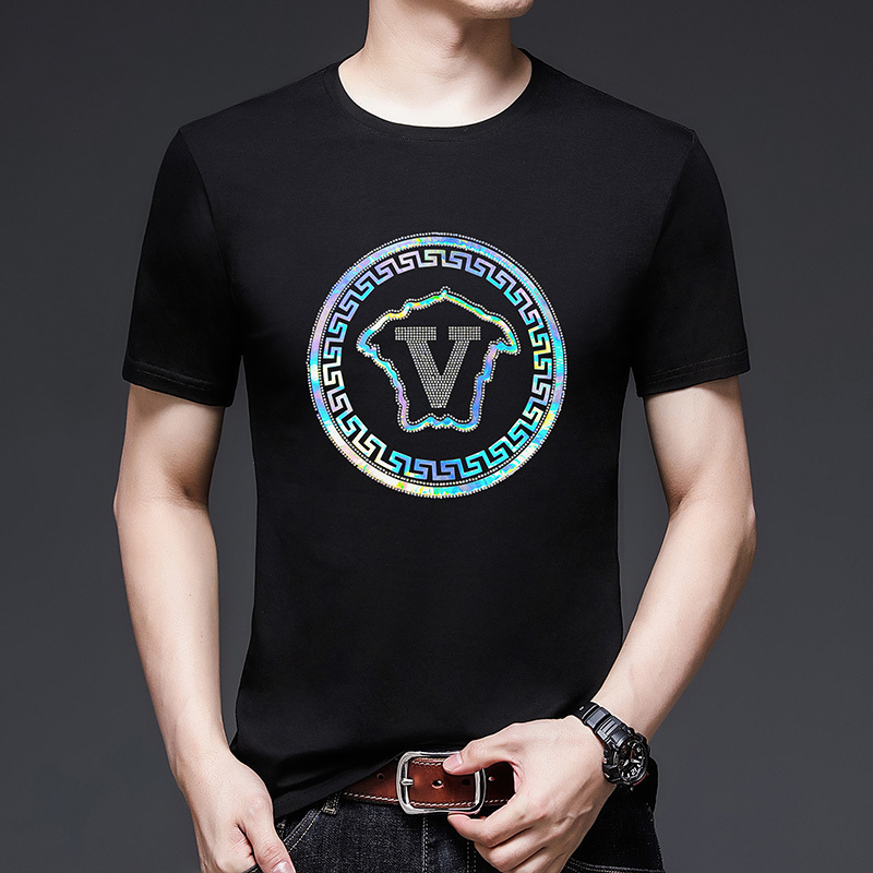 晗亦然21夏季新款男士时尚图案烫钻体恤帅气男装潮流青年t恤潮男款