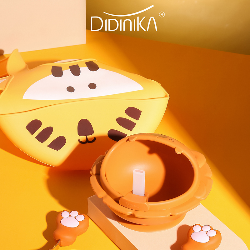 迪迪尼卡(Didinika)韩国迪迪尼卡兔子大嘴碗宝宝喝汤吸管碗米糊辅食硅胶碗婴儿吸盘碗勺套装儿童餐具