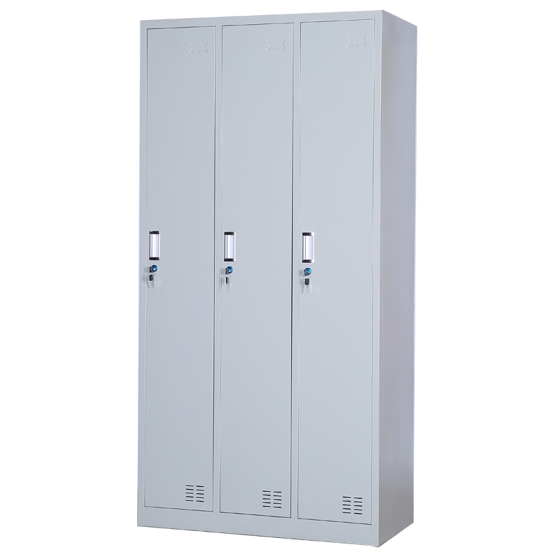 东业家具 三门更衣柜DY-12G钢制更衣柜 灰色 900*500*1850