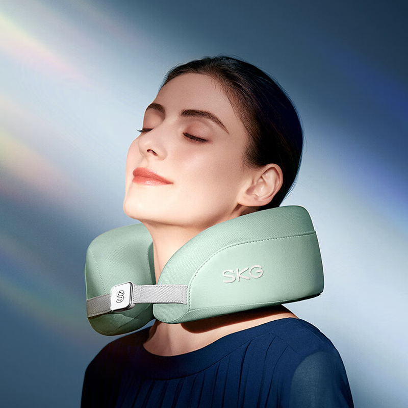 【八钢专用】skg颈椎按摩器N5天青色 护肩颈部脖子U型枕立体环颈稳固支撑热敷仪