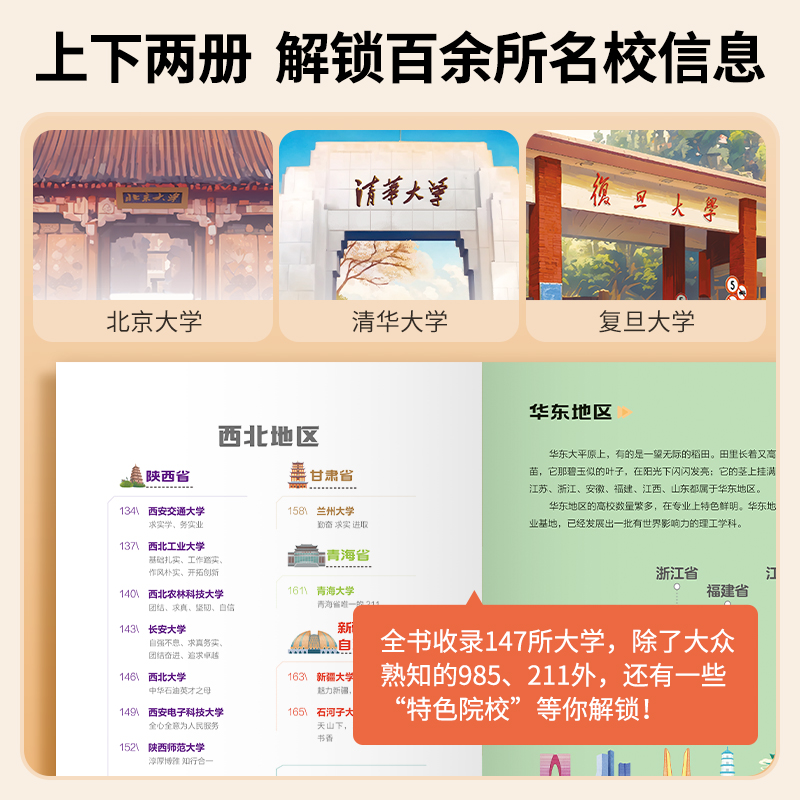 [全2册 店长推荐]学霸大学城上下册 全国通用 [正版]花花专属学霸大学城大学城百所名校解析中国大学专业详解高考志愿填报高清大图