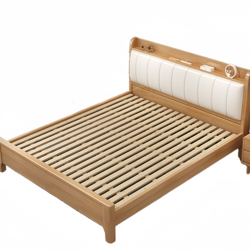 鑫龙都床+2床头柜+床垫1.5m套高清大图