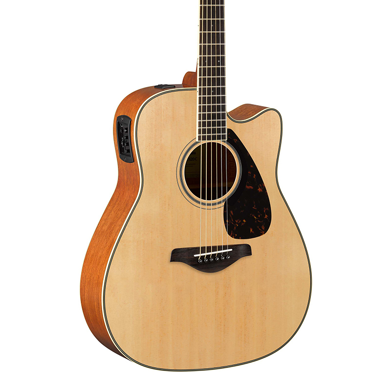 雅马哈(YAMAHA)FGX820C单板电箱吉它升级版木吉他jita桃花芯背侧板原木色41英寸