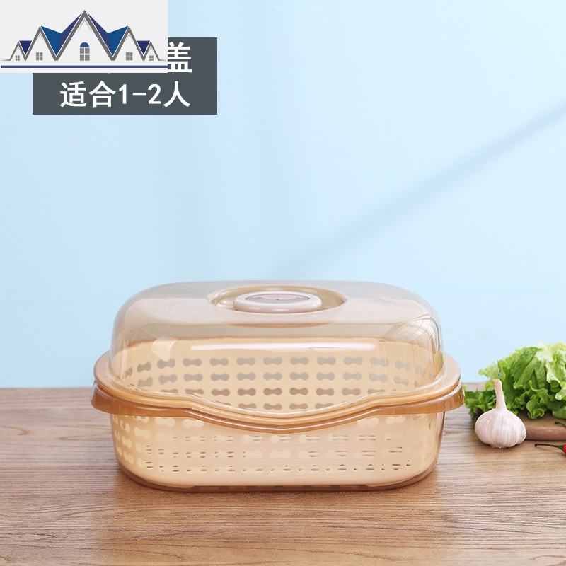 透明带盖碗柜碗架沥水架家用翻盖放碗箱碗筷收纳盒碗盒有盖大小号_65 小号黄色透明底