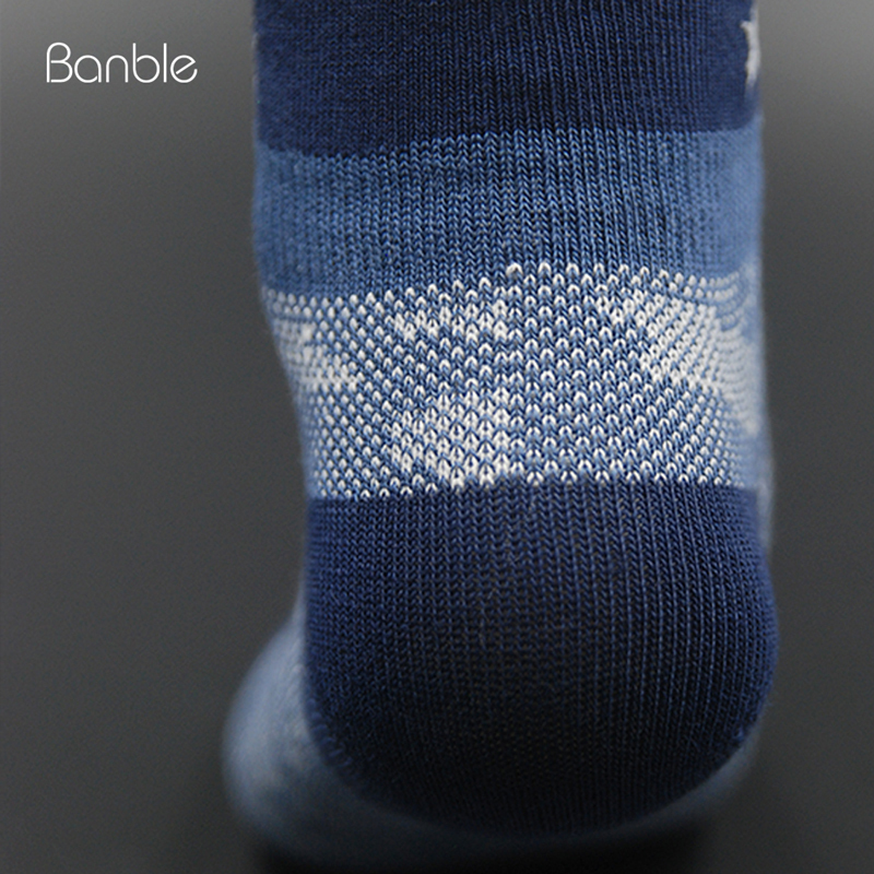 Banble 半霸 [五双装送精美礼盒]迷彩低帮儿童棉袜手工对目精梳棉学生袜