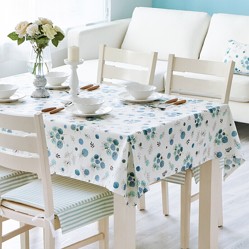 防水防油免洗布艺桌布欧式田园长方形茶几台布棉麻花植印花餐桌布落炎