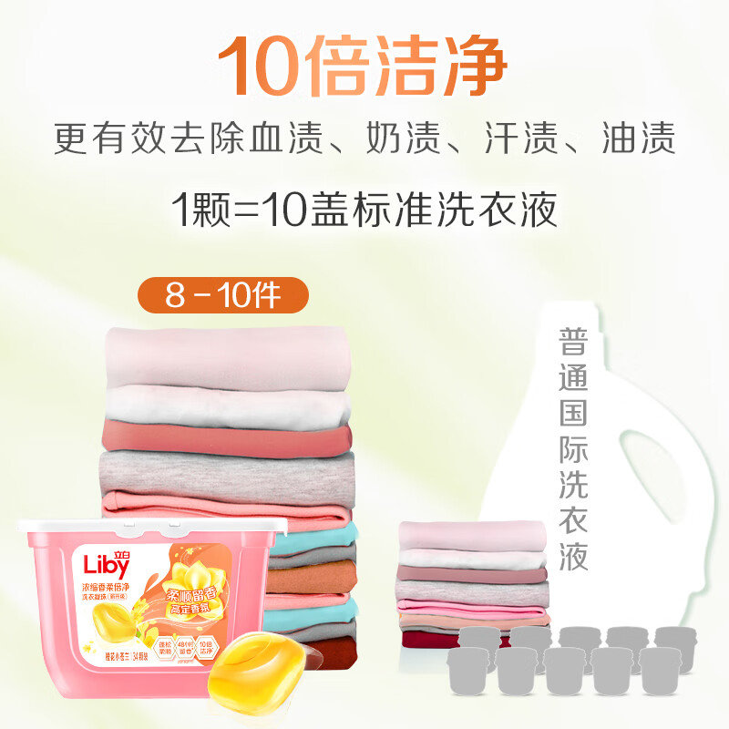 立白 浓缩香柔倍净洗衣凝珠 持久留香 浓缩洗衣液 洗衣球 小苍兰香氛 34颗*2盒高清大图