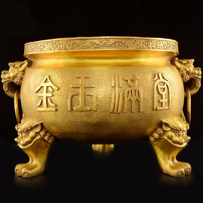 美帮汇铜香炉铜家用供奉供佛室内烧香炉供三足香炉特大号10号铜香炉进