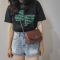 ins超火时尚小包包女少女斜跨chic复古森系学生2021新款潮单肩包 黑色