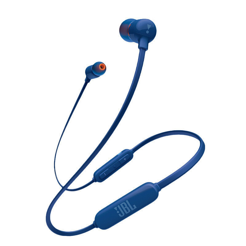 JBL T110BT 入耳式无线蓝牙耳机 运动耳机 跑步耳塞磁吸扁线 手机音乐线控 蓝色 [保税仓发货]