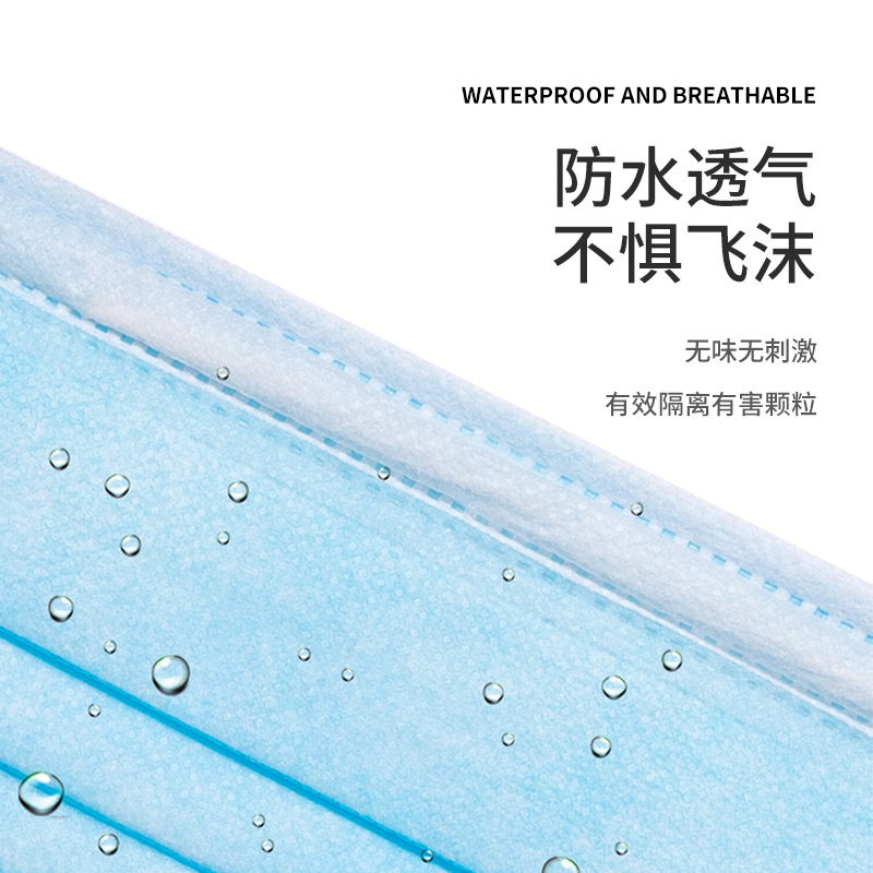 蓝帆 一次性防护口罩含熔喷布防水透气单只独立装10只/袋 1袋装
