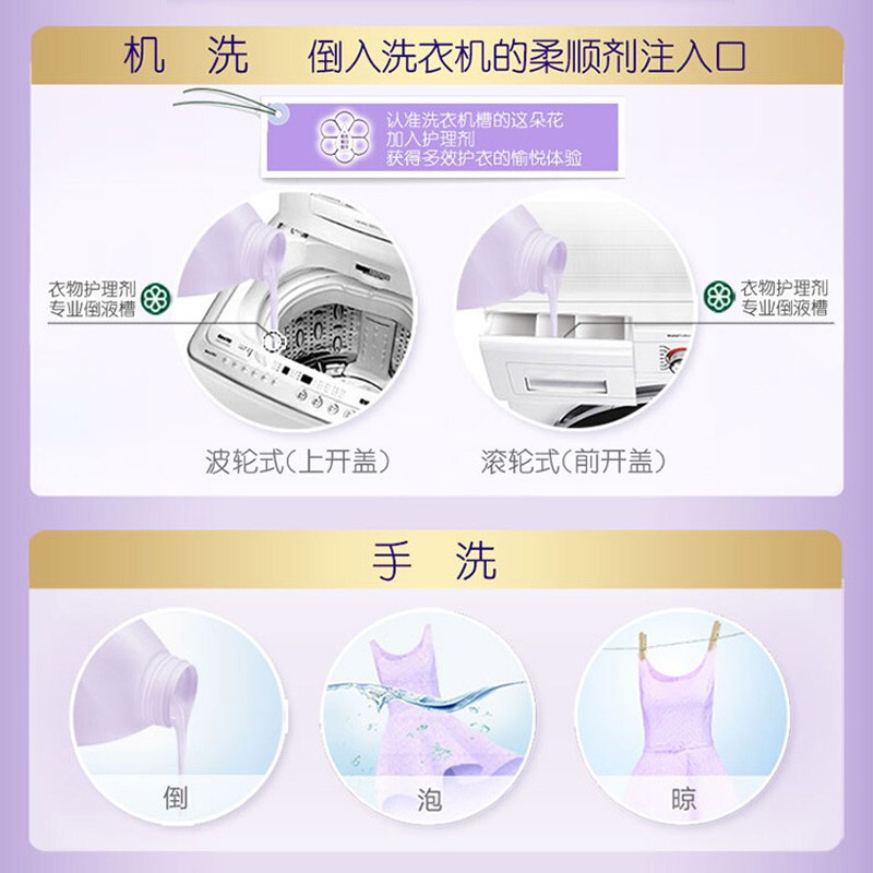 金纺 衣物柔顺剂 护理剂 洗衣液伴侣 防静电 怡神薰衣草香氛850g*3袋