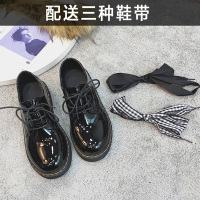 金三志英伦风小皮鞋女2021新款春秋百搭低跟乐福鞋哑光系带平底日系单鞋休闲鞋