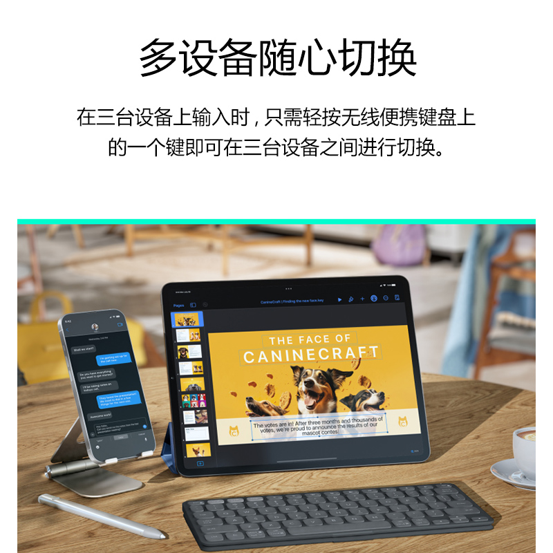 罗技(Logitech) Keys-To-Go 2口袋键盘蓝牙无线平板电脑PC笔记本通用纤薄便携式 白色高清大图