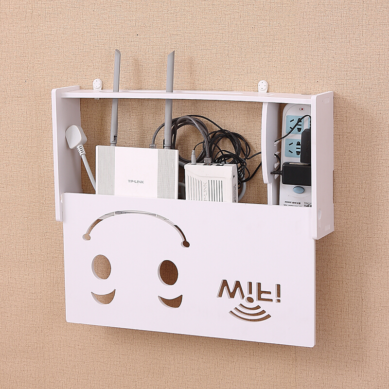 无线路由器收纳盒壁挂WiFi置物架猫装饰免打孔遮挡箱机顶盒架子