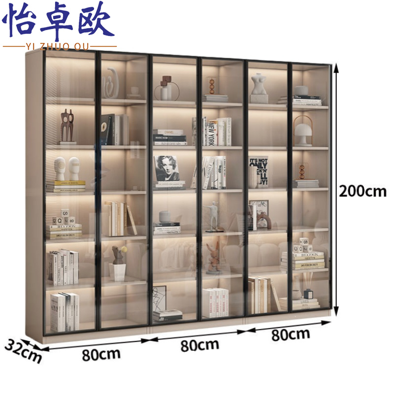 怡卓欧实木储物柜六门台高清大图