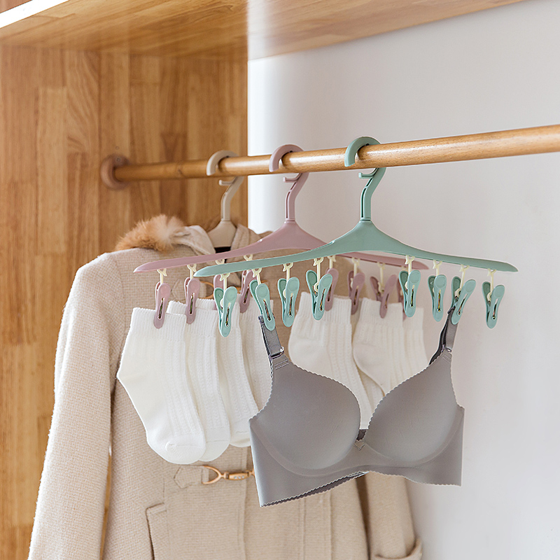 家柏饰(CORATED)防风夹子衣架塑料带卡扣多功能晾衣夹文胸内衣架晾袜架衣撑衣服架高清大图