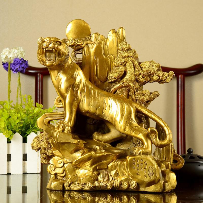 美帮汇铜老虎摆件 虎啸山林客厅桌面装饰品家居工艺品高清大图