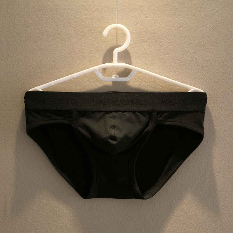 波迷娜bomina男士三角内裤男棉宽边素色低腰性感紧身大u囊袋吸汗透气
