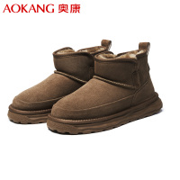 奥康(Aokang)雪地靴男款冬季加绒加厚保暖防滑棉鞋男高帮套筒户外休闲短靴