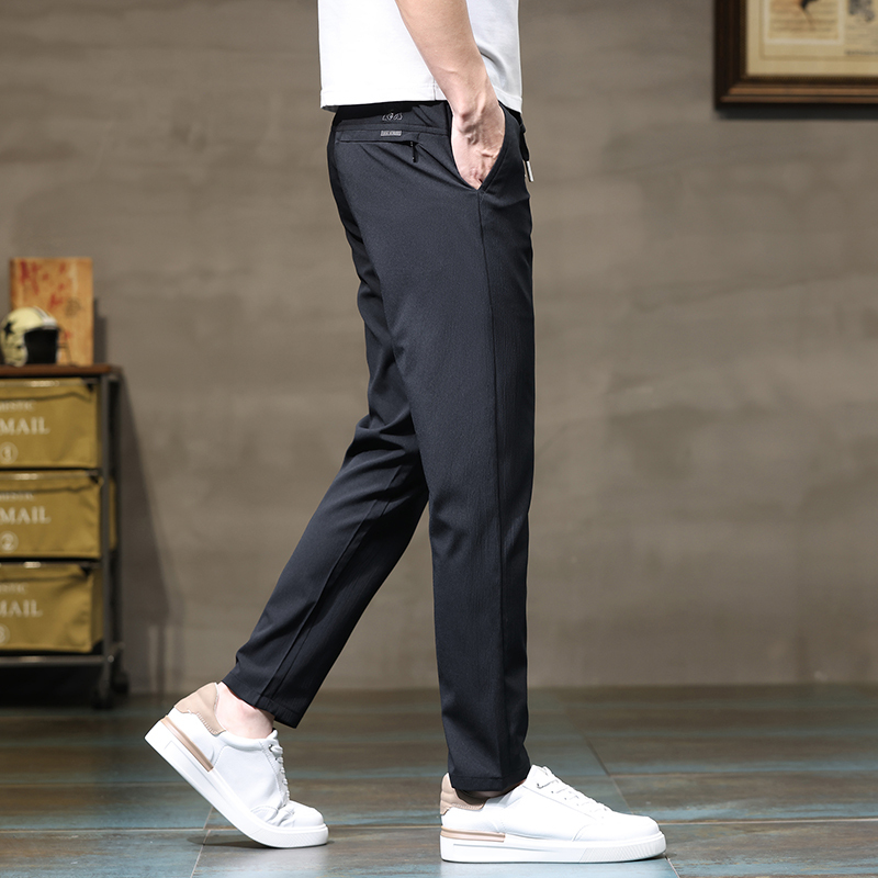 骄克雄狮jankeleone冰丝休闲裤男夏季薄款男士弹力直筒宽松西裤男百搭