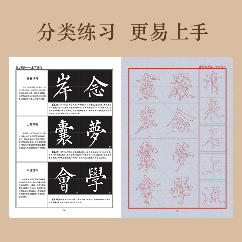 [1册]水写大字帖·柳公权玄秘塔碑 [正版]练毛笔字初学者水写大字贴加厚柳公权楷书空白水写布玄秘塔碑入门练习清水临摹学生