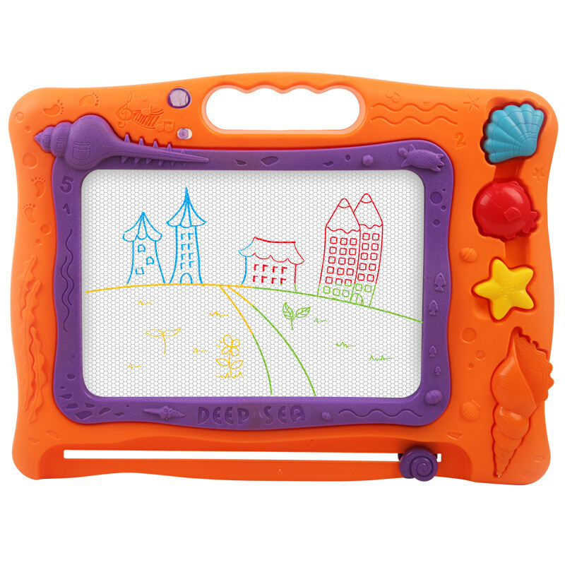 勾勾手 儿童益智玩具 彩色磁性画板 卡通印章绘画 1-3-6岁早教涂鸦写字板 橙色高清大图