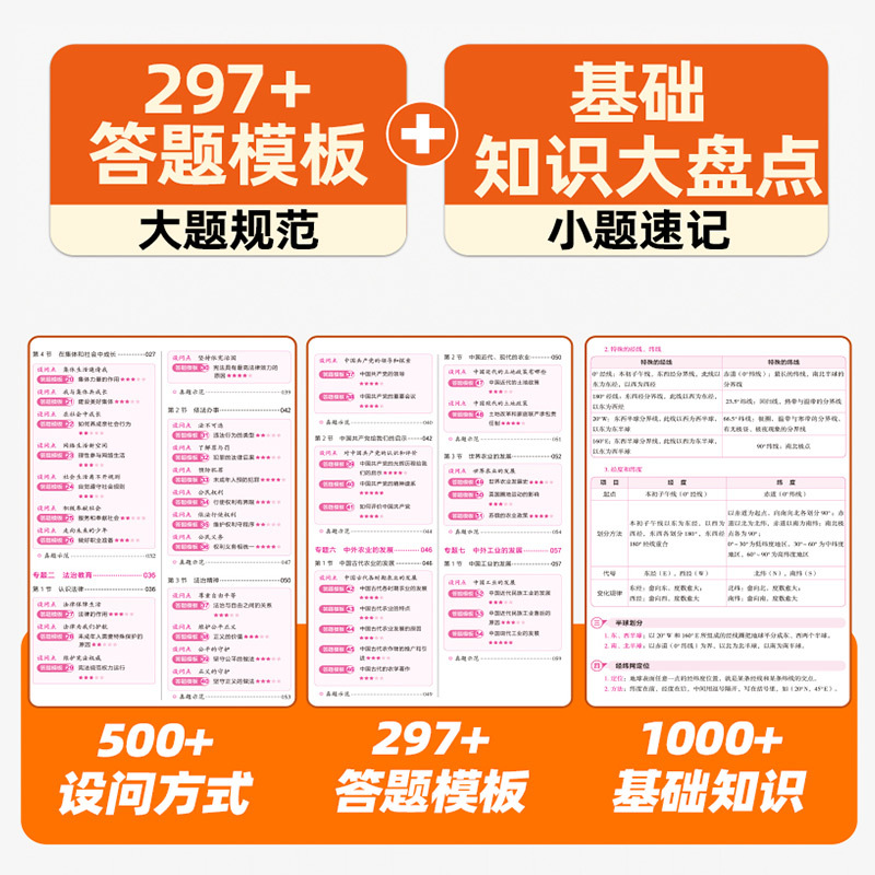 道德与法治[全国通用] 初中通用 [正版]2025版初中小四门速用答题模板道德与法治历史地理生物全国通用 七八九年级知识