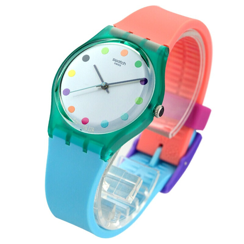 斯沃琪(SWATCH)手表 撞色设计 树脂表带 石英男女通用表 糖果 殿堂GG219