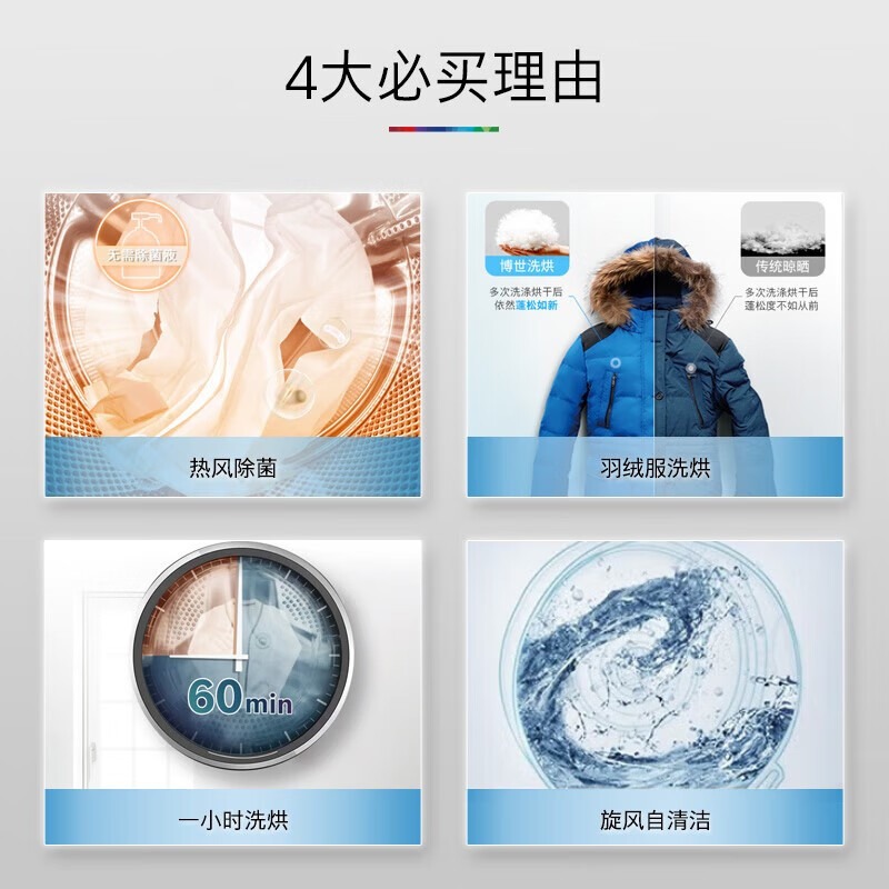 博世 WJUM45010W 10kg全自动滚筒洗烘一体洗衣机 除菌除螨星云灰高清大图