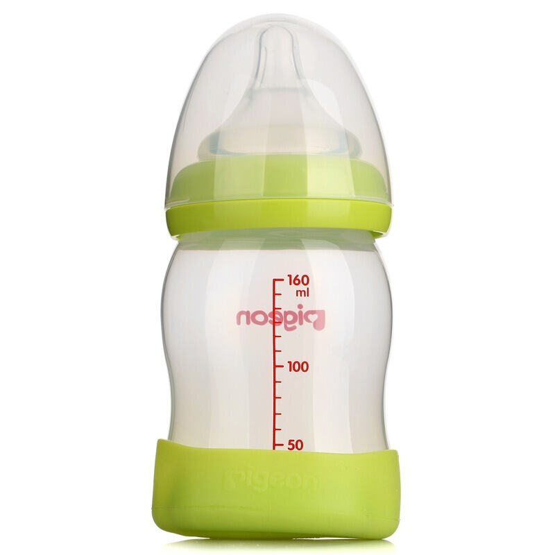 贝亲（Pigeon） 贝亲自然实感宽口径新生儿奶瓶PP奶瓶160ml(绿色)-0108配SS奶嘴