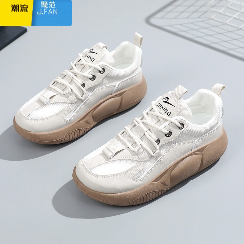 聚范凉鞋女夏季2023罗马包头休闲网面透气时尚小白鞋百搭外传凉拖鞋聚 SH5026-1米白网面 39