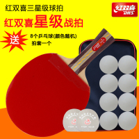 红双喜DHS 三星级横直拍双面反胶乒乓球拍成品拍3002/3006