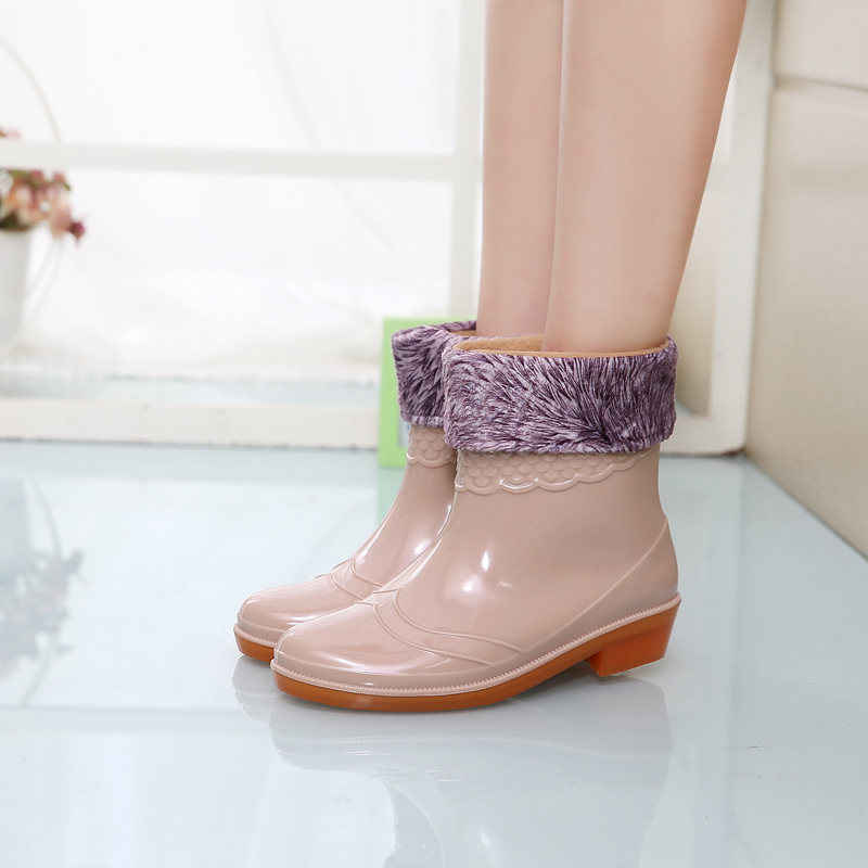 夏季女雨鞋防水防滑短筒时尚韩版花园可脱卸加棉雨靴保暖水鞋