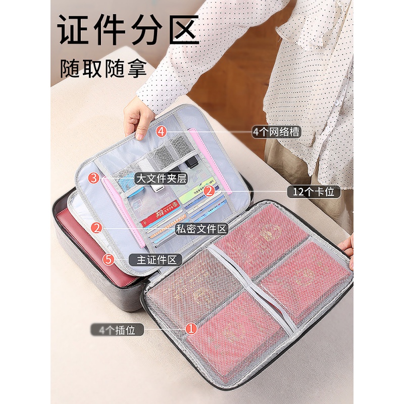 家柏饰(CORATED)收纳包便携小卡包多层大容量多功能箱档案家庭文件家用整理盒高清大图