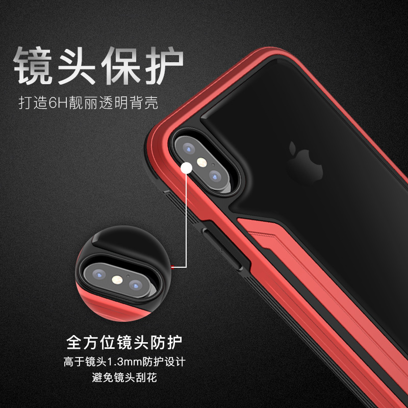 泰维斯(TGVI’S) iPhone X/XS手机壳 3米防摔金属全包硬壳透明壳苹果X/XS保护套 锋锐系列 5.8英寸