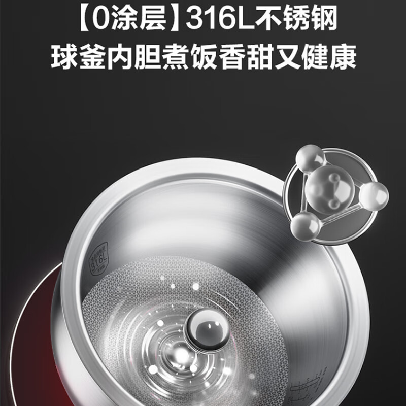 苏泊尔(SUPOR)电饭煲 0涂层4L家用电饭锅IH电磁加热多功能 2-6人蒸煮米饭锅杂粮粥不粘新款SF40HC1904