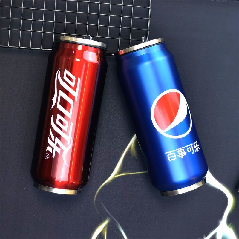 可乐罐304不锈钢情侣可爱水杯单盖款吸管盖380ml普通款可口可乐不保温