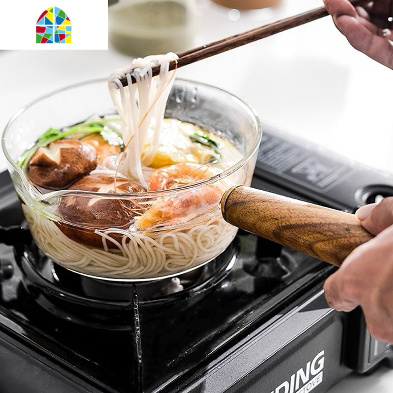 餐具透明玻璃锅可高温锅汤锅辅食煮面锅奶锅家用婴儿热奶锅单柄锅 FENGHOU 600ML大号奶锅带锅盖